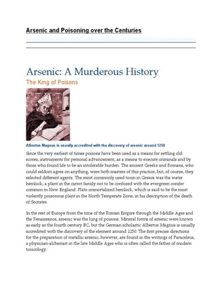 Arsenic: A Murderous History